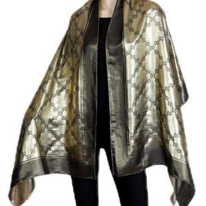 New-Gucci NoJum collab 71%SILK/23%Metallic GG scarf /wrap 70Cm X 190Cm